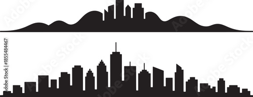 Detailed silhouette of skyline line set on transparent background vector illustration