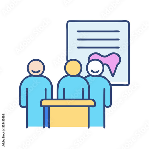 Dental conference presentation with abstract audience in attendance