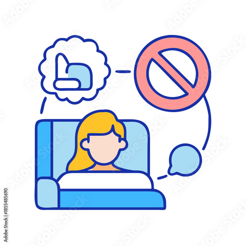 Woman facing restrictions on sleeping in the workplace concept