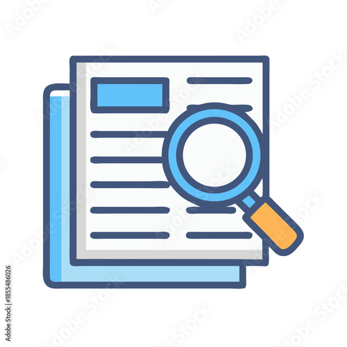 Magnifying glass over documents representing research and investigation
