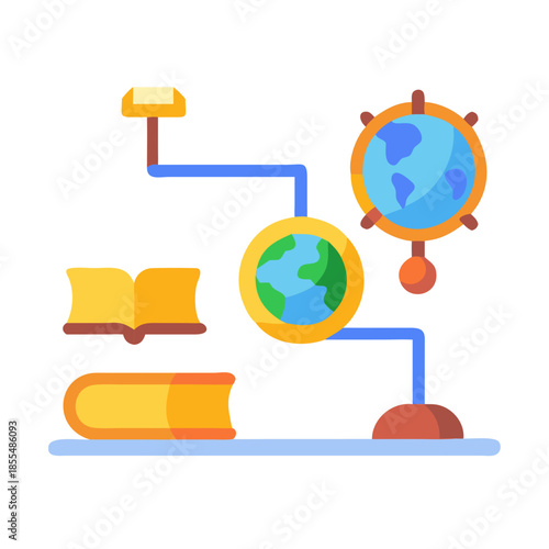 Flat graphic of education and global learning connections concept