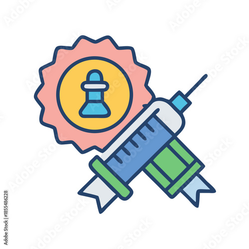 Vaccination campaign concept icon with syringe and symbol