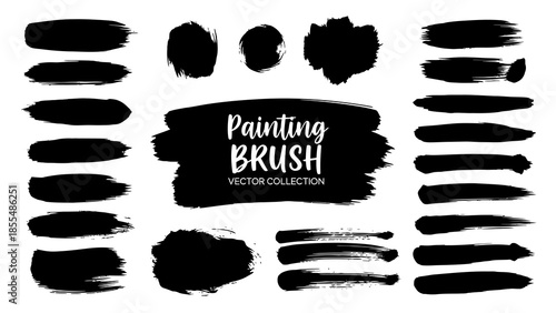 Collection of black brush strokes on white background with title text