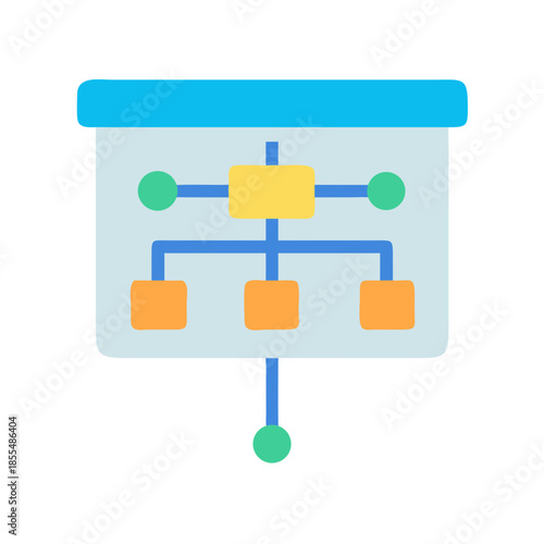 Presentation slide with workflow diagram showing hierarchical structure