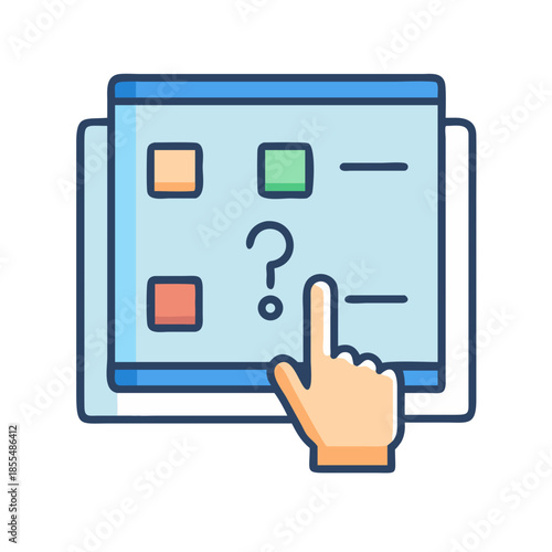 Interactive quiz on a digital device being selected online