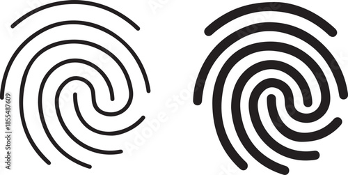 Two swirl fingerprint icons in black and white