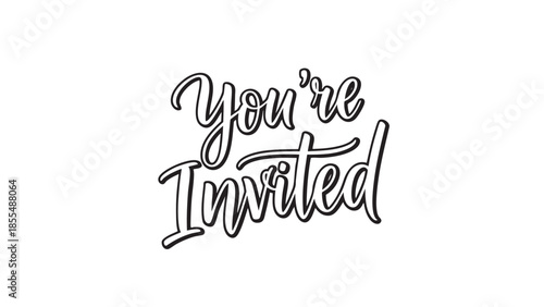 Elegant cursive youre invited text design isolated on transparent background