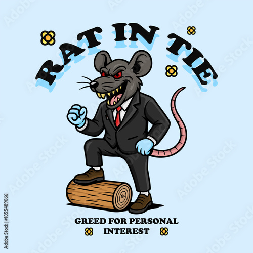 Rat in Tie Greed for Personal Interest Vector Design