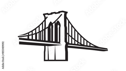 Icon of a suspension bridge with pointed arches isolated view