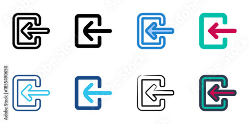 Login icons set multiple style collection. Editable stroke 
