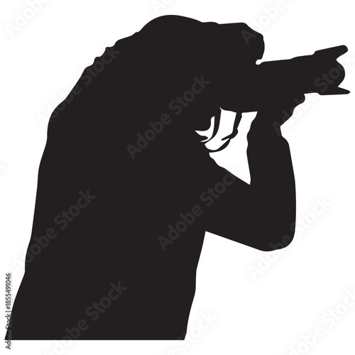 Silhouette of woman taking photo with camera
