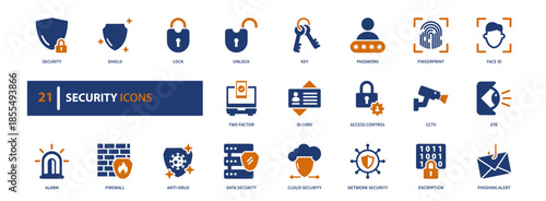 security icon set, Solid style, vector illustration