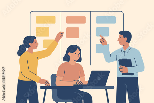 Team Collaboration on Project Management with Kanban Board.