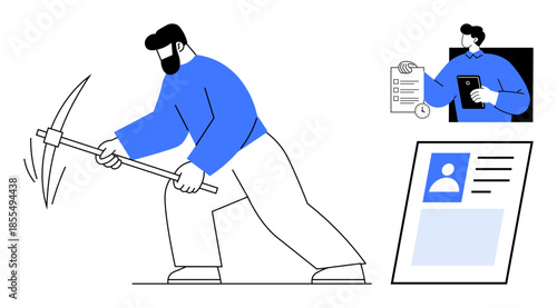 Data mining concept. Data mining involving digital identity and ethical analysis. Data mining applied in technology, business intelligence, and cybersecurity. For analytics, IT, startups, research