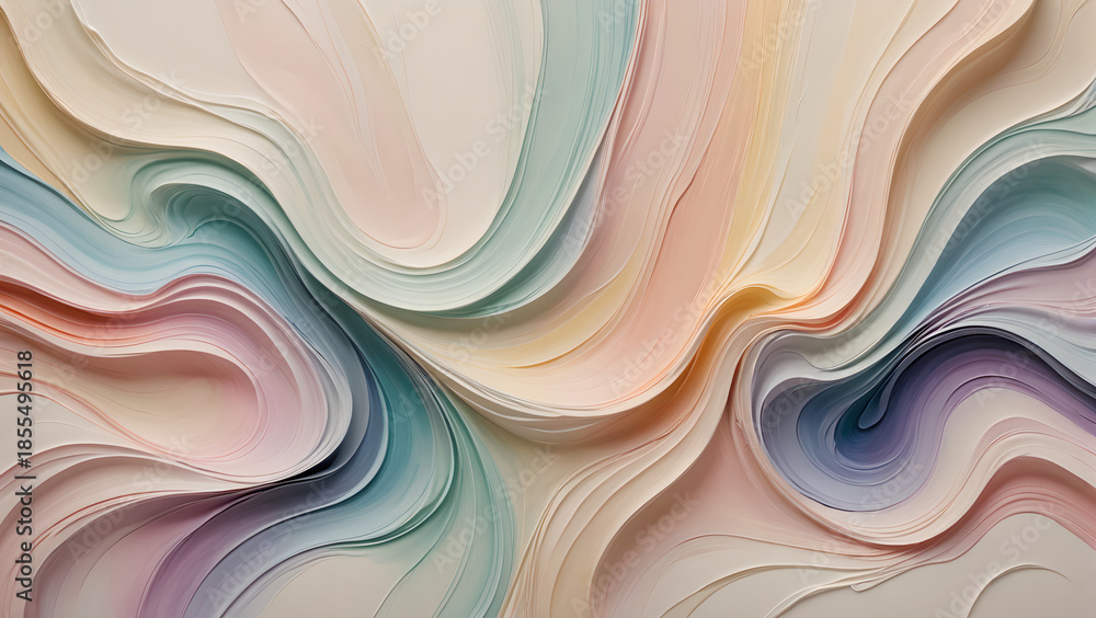 Obraz premium Vibrant abstract wave design with pastel colors and smooth curves
