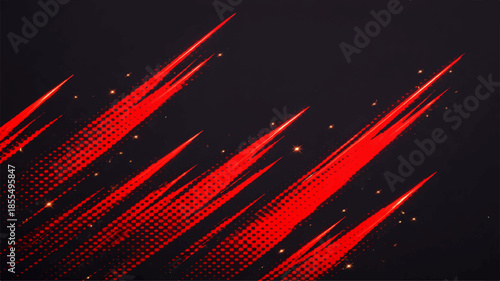 A futuristic 3d illustration featuring a glowing red abstract background with digital technology lines and motion shapes for a sleek business wallpaper design
