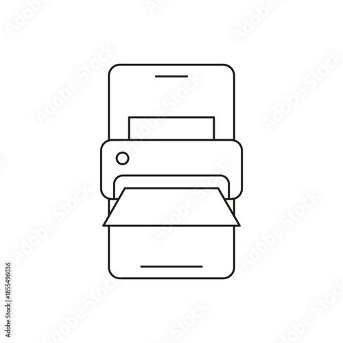 Smartphone wireless printing document service line icon