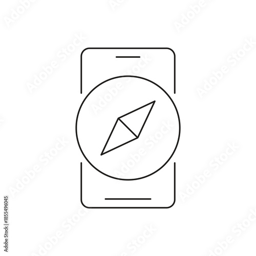Smartphone compass navigation for direction orientation line icon