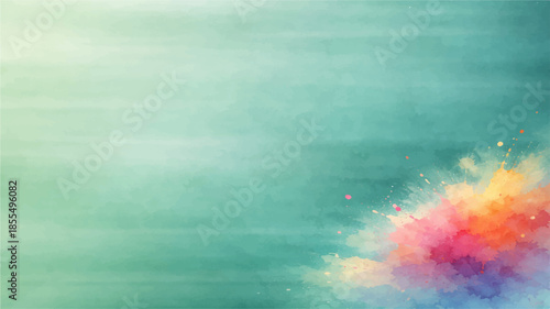 Abstract grunge blue watercolor background featuring a calm summer ocean horizon with soft sunlight and waves