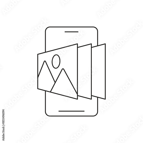Smartphone image gallery and photo album line icon