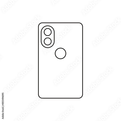 Smartphone back side with camera lens and flash line icon