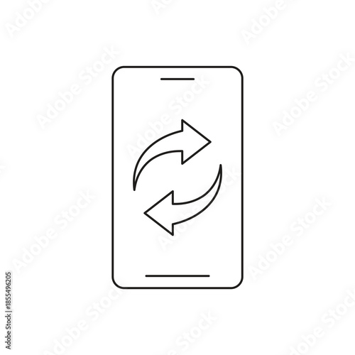 Smartphone sync data refresh and update cycle line icon