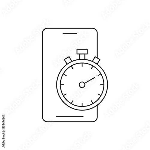 Smartphone stopwatch and timer for speed measurement line icon