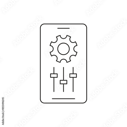 Smartphone graphic design settings with gear sliders line icon