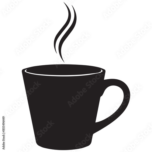 Steaming hot coffee cup in modern design