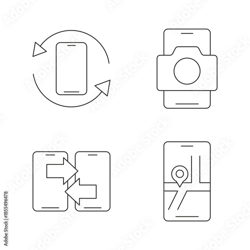Mobile screen rotation and data sync icon set