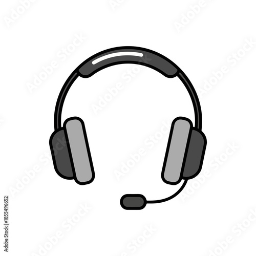Headset icon with a microphone, representing online meetings, teleconferencing, customer support, and remote communication.