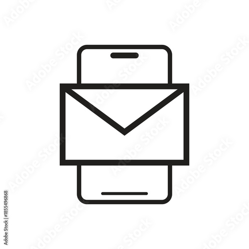 Smartphone email message notification solid glyph icon