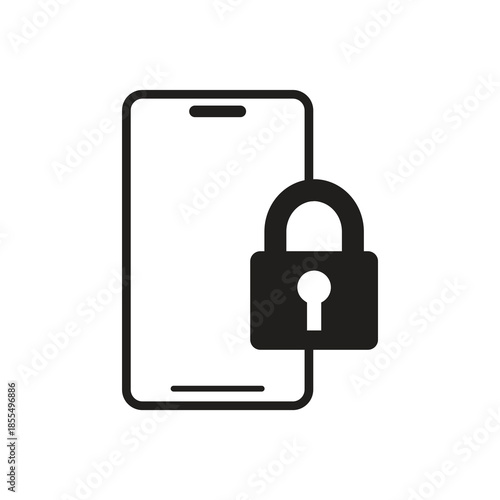 Smartphone security lock with padlock privacy solid glyph icon