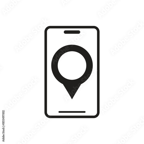Smartphone gps location pin navigation solid glyph icon