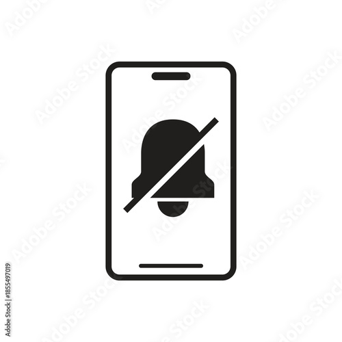Smartphone silent mute notification bell solid glyph icon