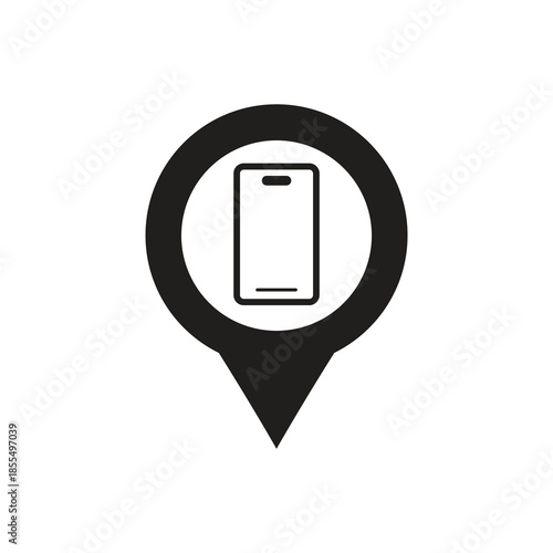 Smartphone find device location pin solid glyph icon