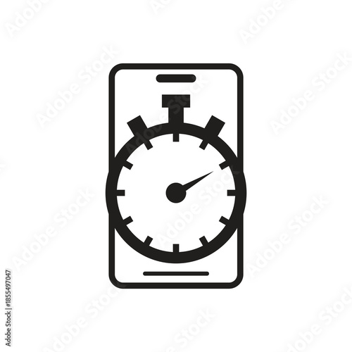 Smartphone stopwatch timer speed tracking solid glyph icon