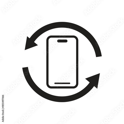 Smartphone screen rotation orientation arrows solid glyph icon