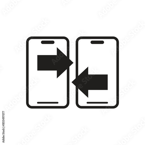 Smartphone data transfer share exchange solid glyph icon