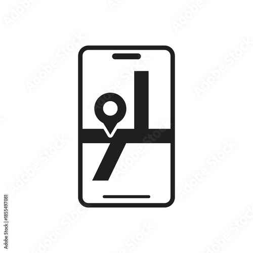 Smartphone street map navigation pin solid glyph icon