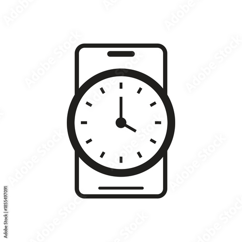 Smartphone analog clock time schedule solid glyph icon