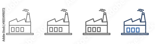 
outline icon set manufacture with company building design