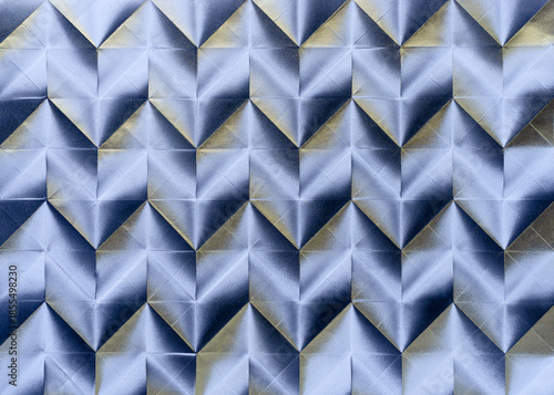 Folded spray painted colorful paper art, Japanese origami background texture, abstract geometric pattern artwork