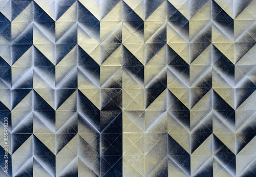 Folded spray painted colorful paper art, Japanese origami background texture, abstract geometric pattern artwork