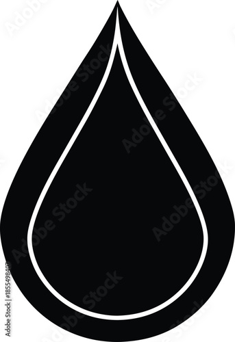 Water drop silhouette vector solid black and white