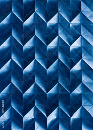 Folded spray painted colorful paper art, Japanese origami background texture, abstract geometric pattern artwork