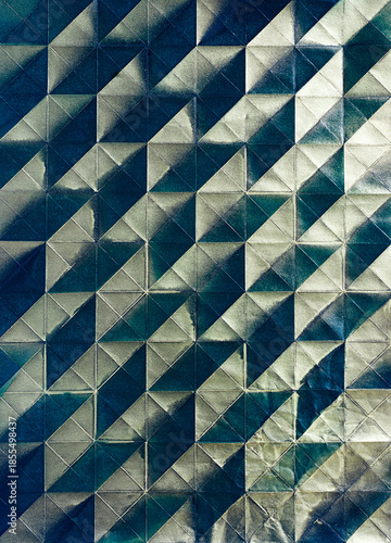 Folded spray painted colorful paper art, Japanese origami background texture, abstract geometric pattern artwork