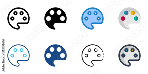 Color palette icons set multiple style collection. Editable stroke 

