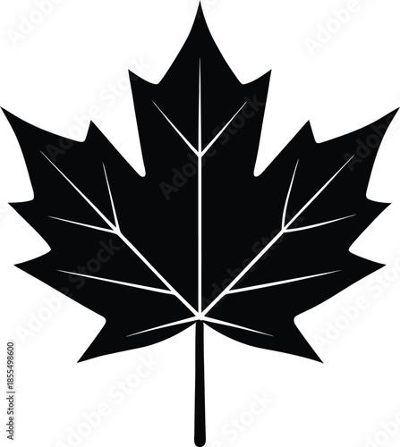 Minimalist black maple leaf silhouette vector graphic 1