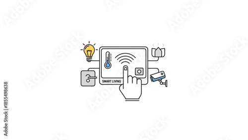 Smart Home Control Panel with Icons for Connected Devices.